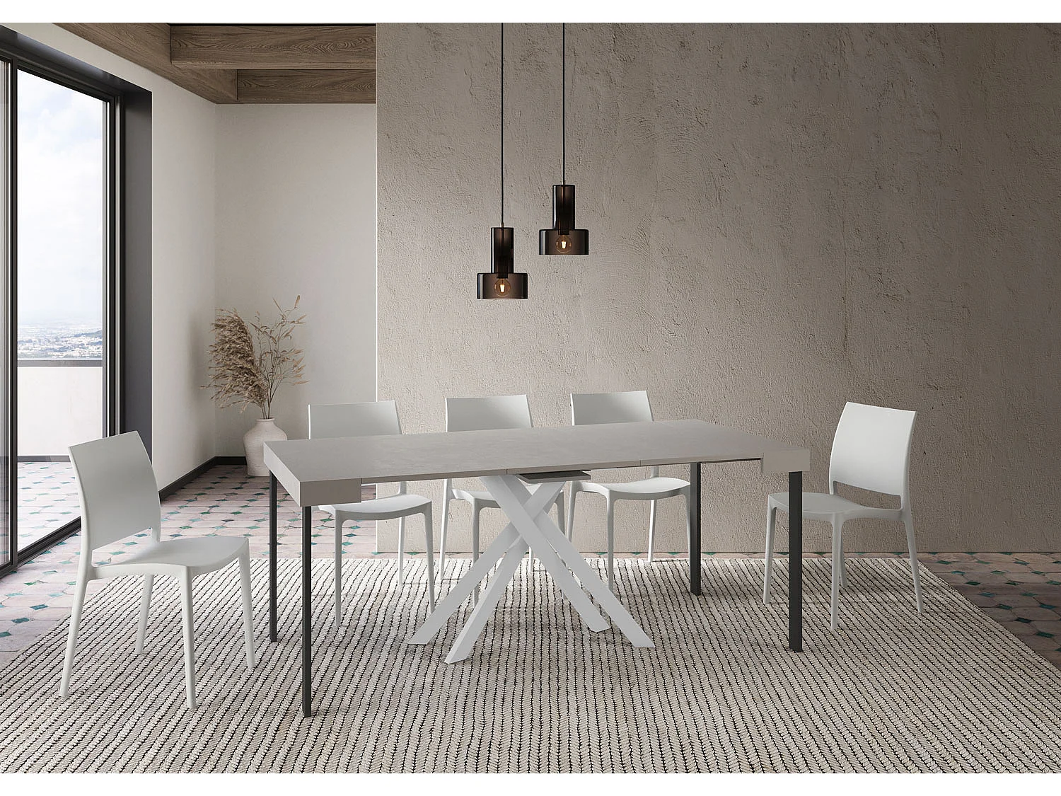 Console extensible 90x40/196 cm Krack Small cachemire pieds blancs