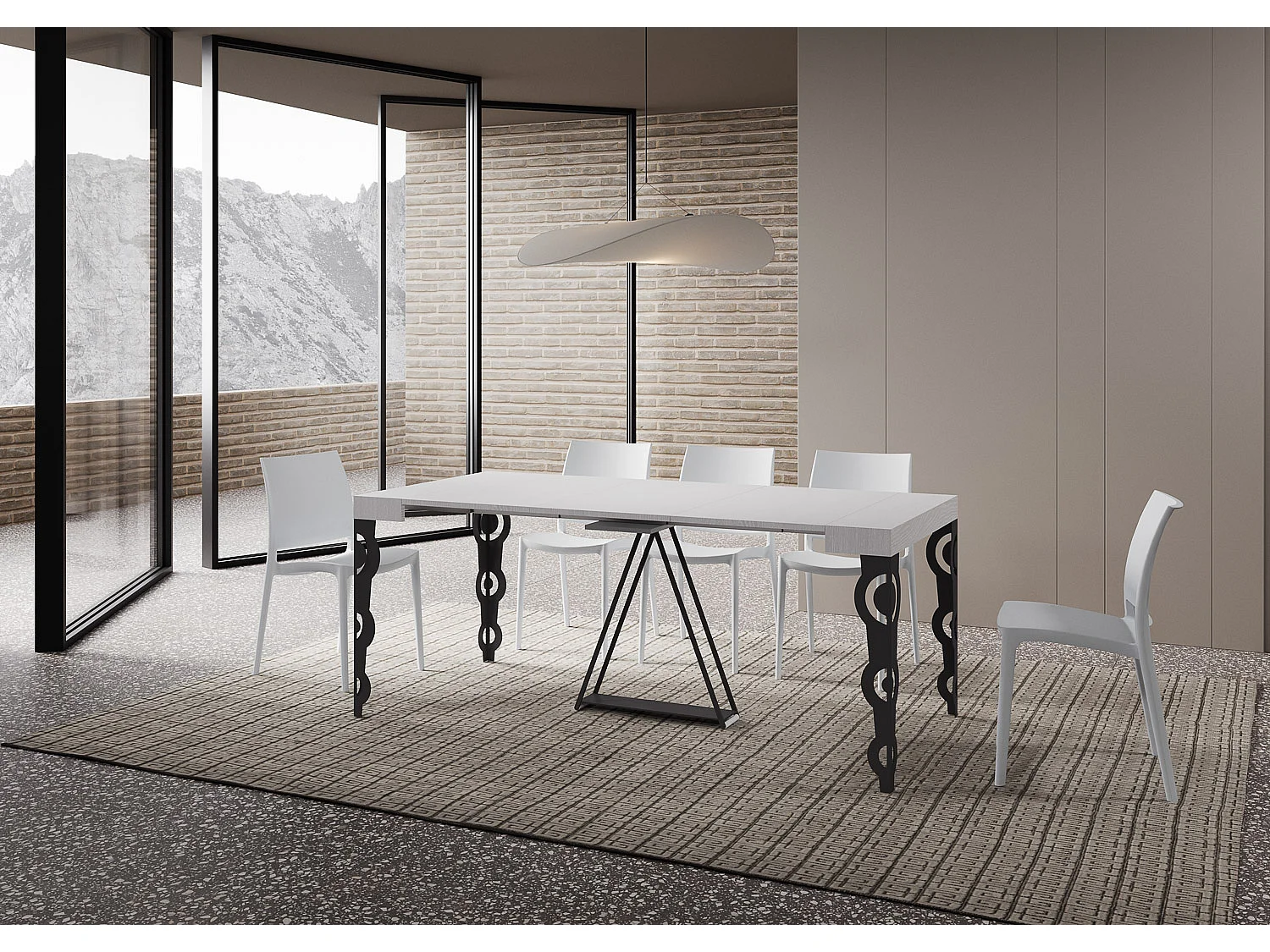 Uitschuifbare sidetable 90x40/196 cm Aceres Small eiken wit met antraciet frame