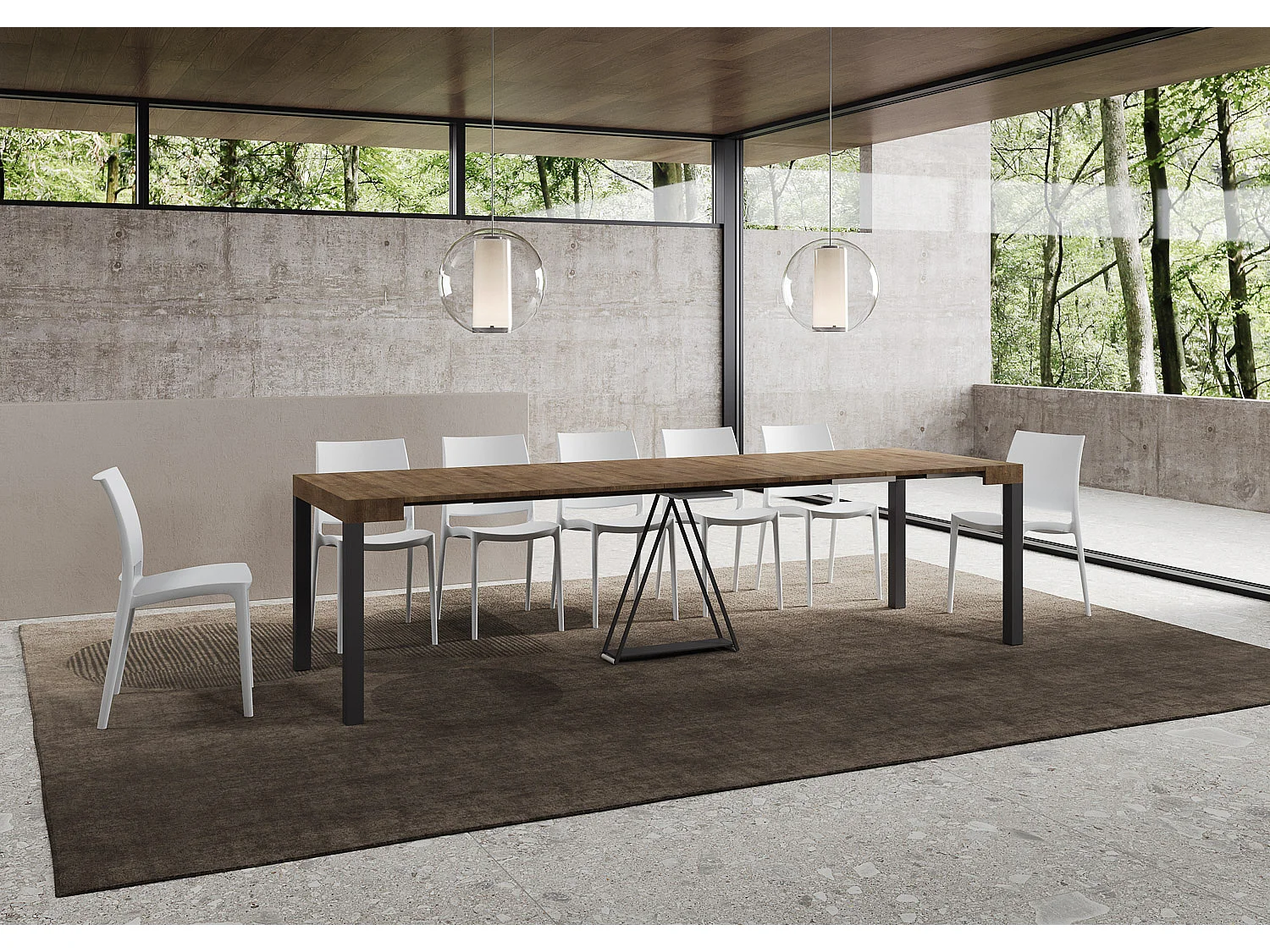 Mesa consola extensível 90x40/300 cm Tiris nogueira quadro antracite