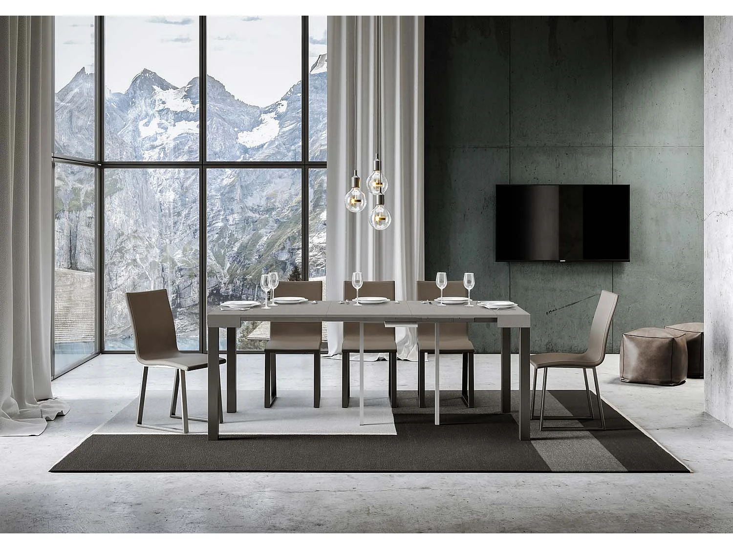 Console extensible 90x40/300 cm Everyday Cachemire cadre Anthracite