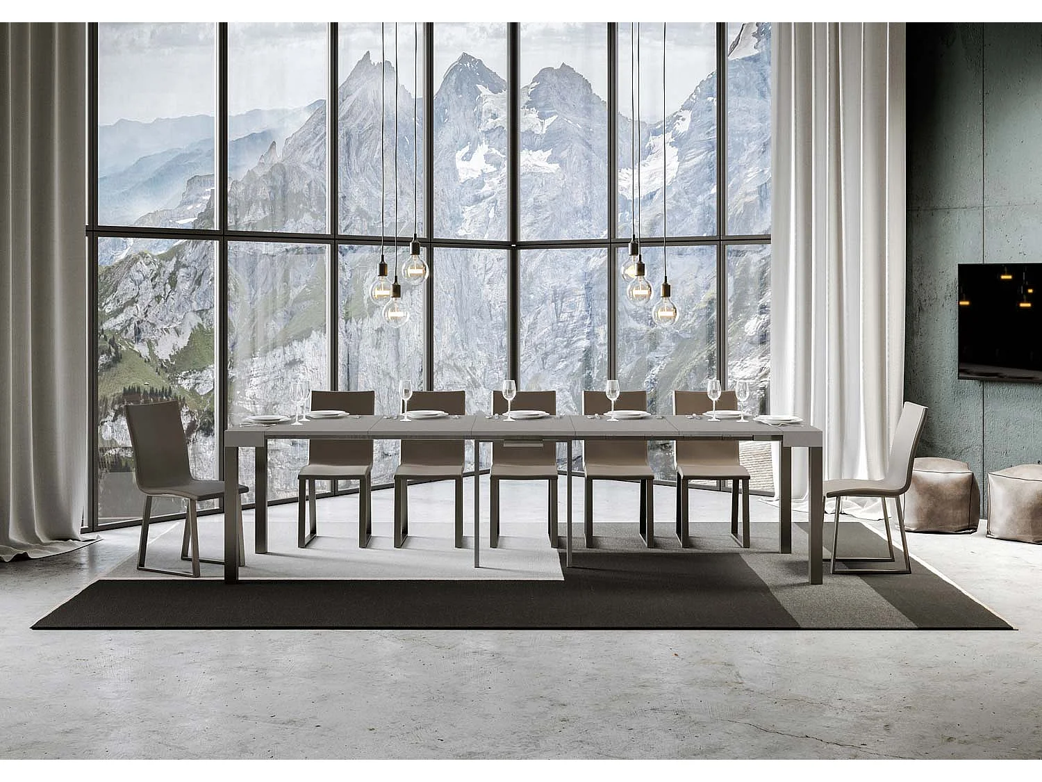 Console extensible 90x40/300 cm Everyday Cachemire cadre Anthracite