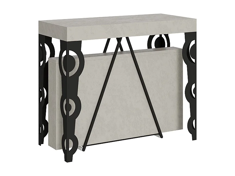 Uitschuifbare sidetable 90x40/300cm Aceres kasjmier met antraciet frame