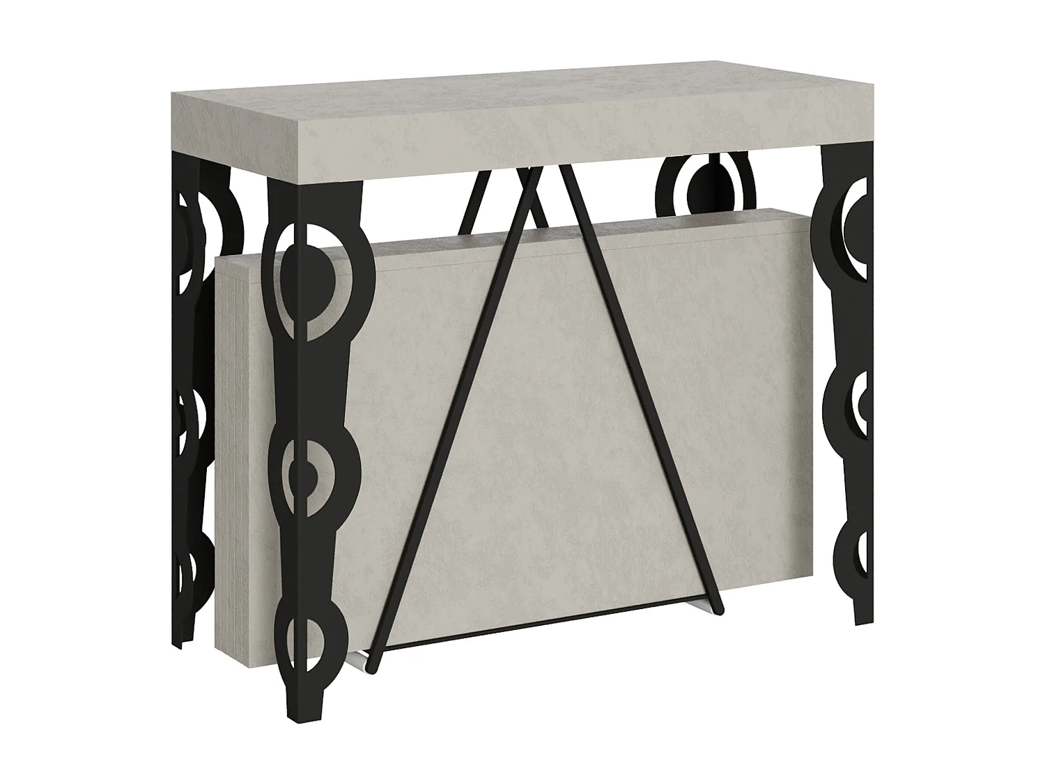 Console extensible 90x40/300cm Aceres cachemire cadre anthracite