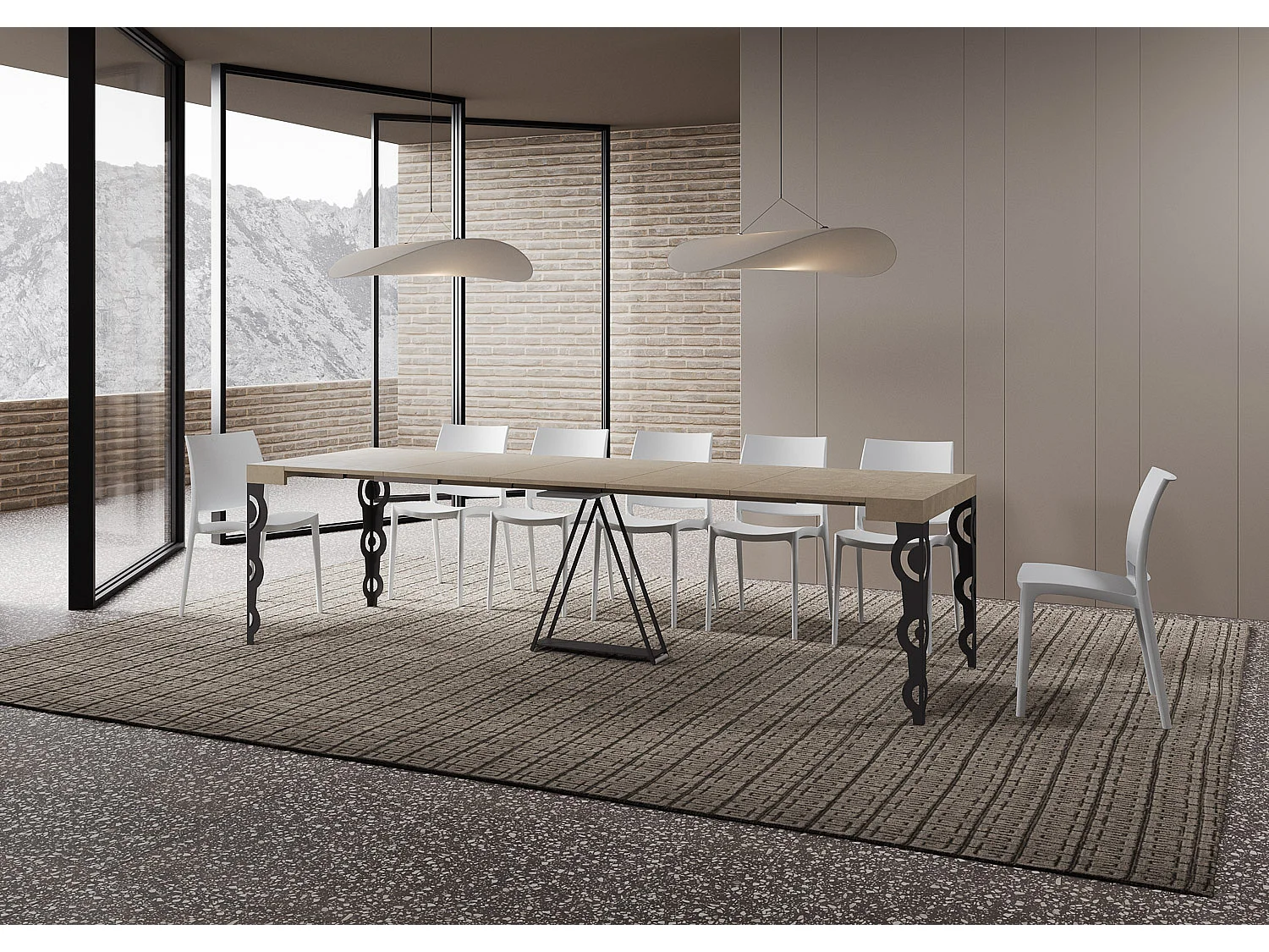 Konsola rozkładana 90x40/300cm Aceres kaszmir rama w kolorze antracytu