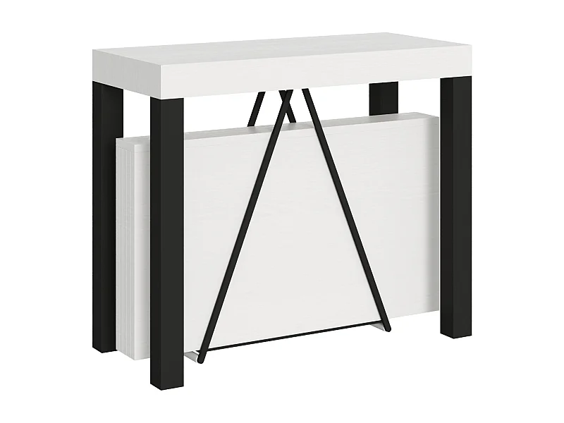 Uitschuifbare sidetable 90x40/196 cm Tiris Small eiken wit met antraciet frame