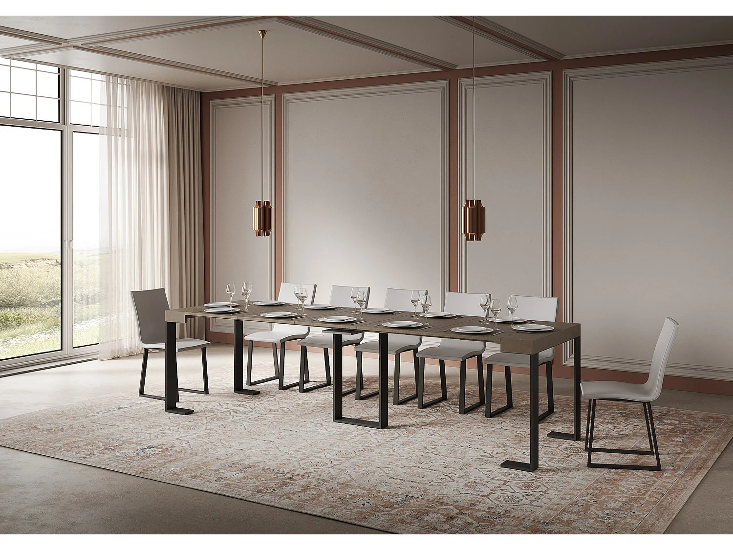 Itamoby Consolle allungabile 90x40/300 cm Sintesi Tortora telaio Antracite