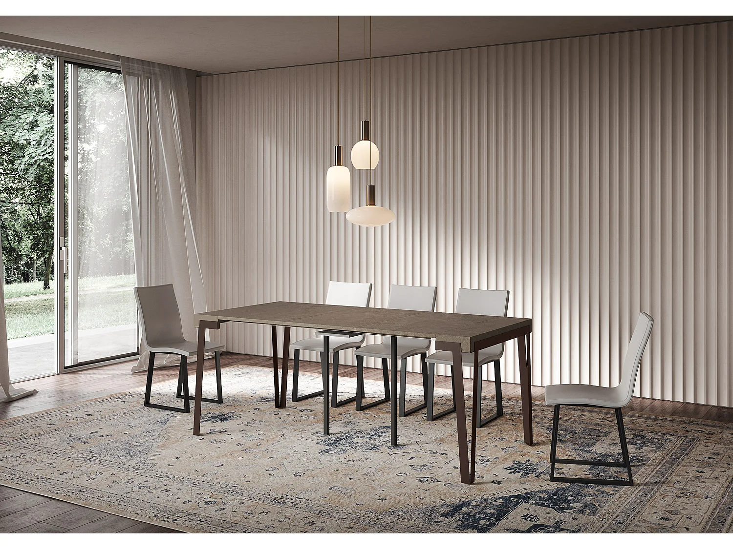 Console extensible 90x40/196 cm Rio Small Taupe cadre Ruille