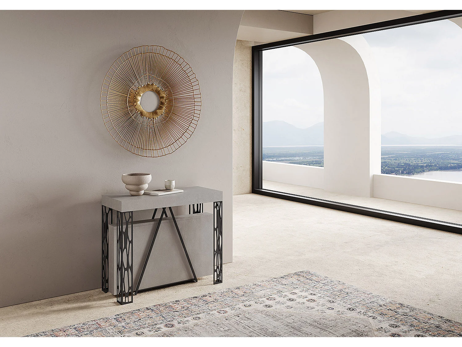 Consola extensible 90x40/196 cm Kerpa Small cachemira estructura antracita