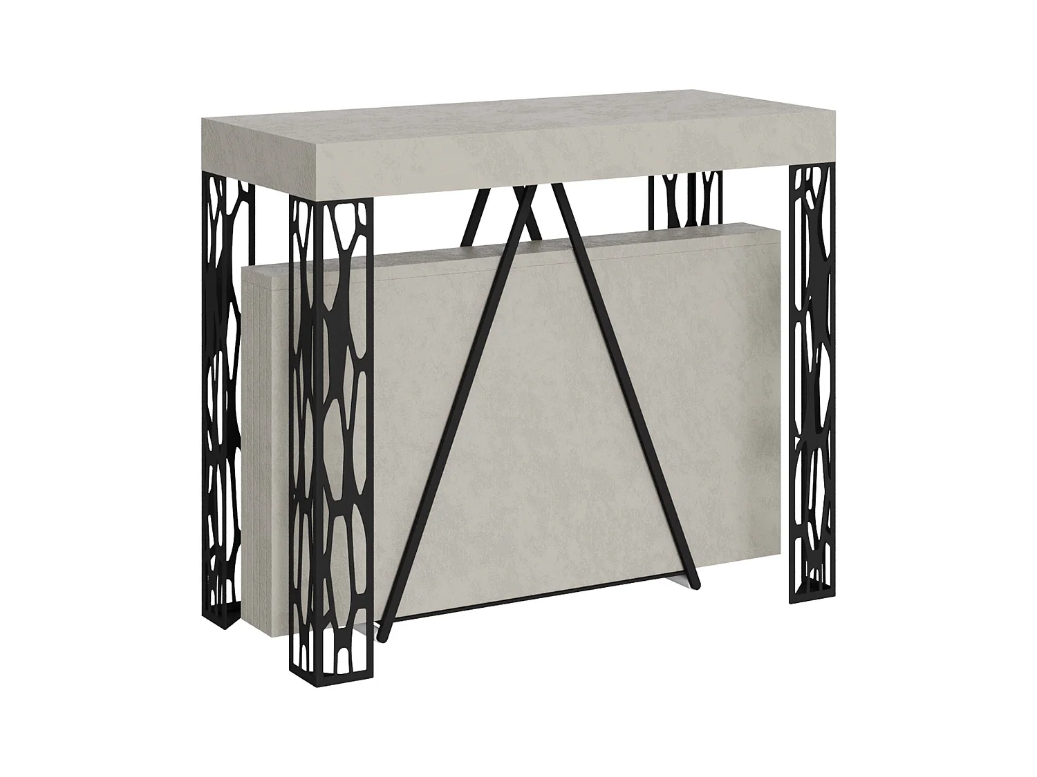 Console extensible 90x40/196 cm Kerpa Small cachemire cadre anthracite