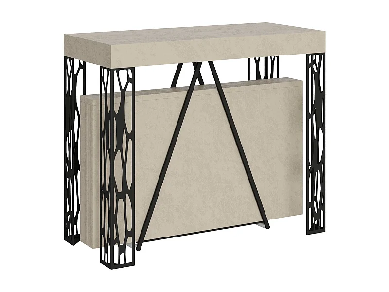 Uitschuifbare sidetable 90x40/196 cm Kerpa Small kasjmier met antraciet frame