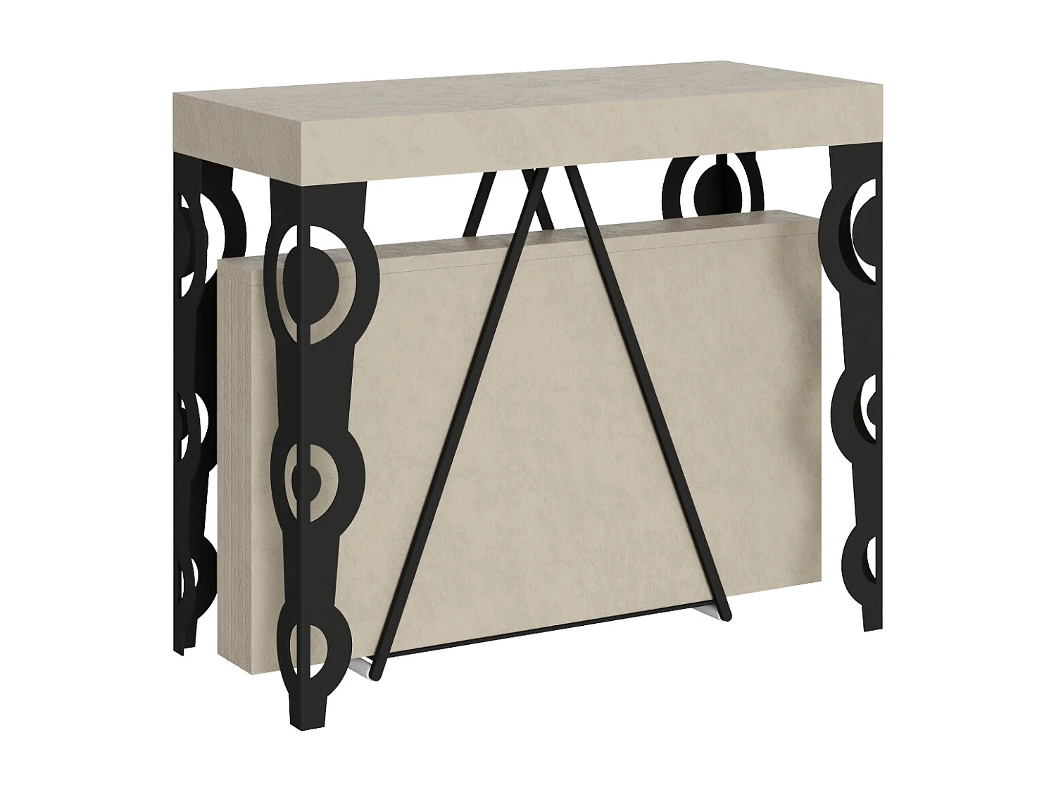 Uitschuifbare sidetable 90x40/196 cm Aceres Small kasjmier met antraciet frame