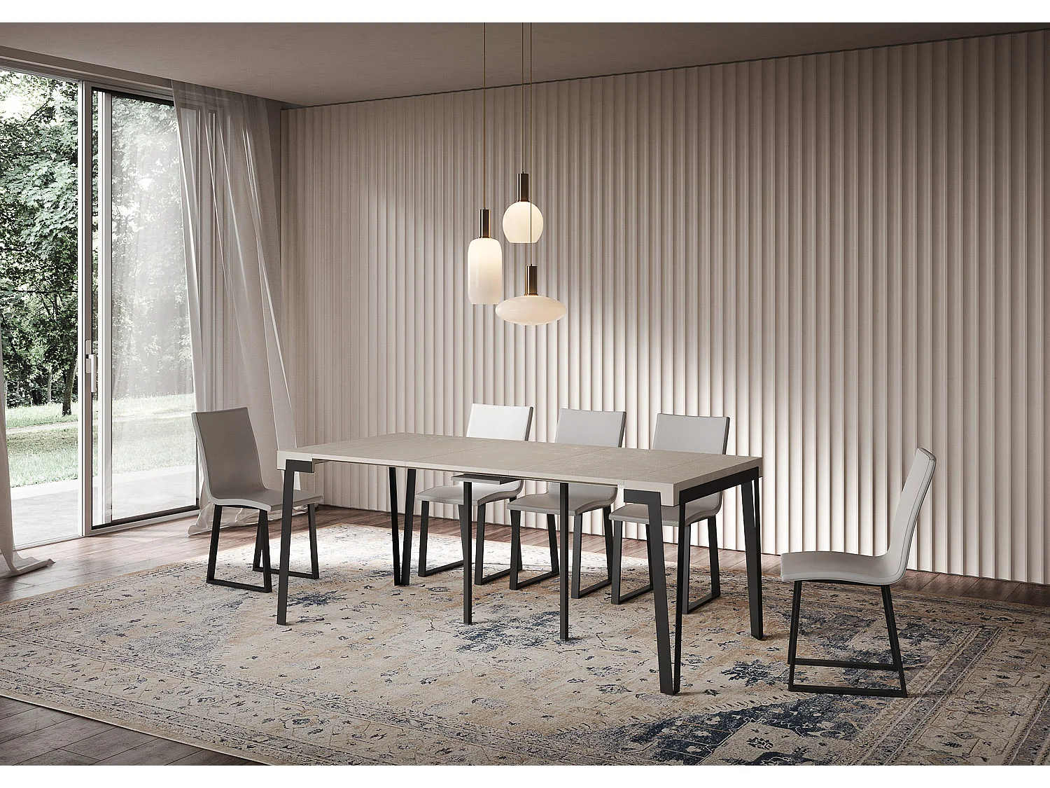 Console extensible 90x40/196 cm Rio Small Cachemire cadre Anthracite