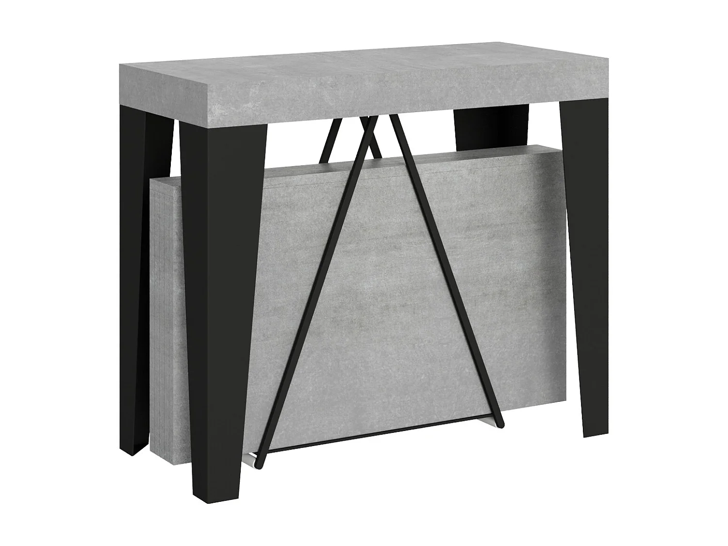Console extensible 90x40/196 cm Algo Small gris béton cadre anthracite