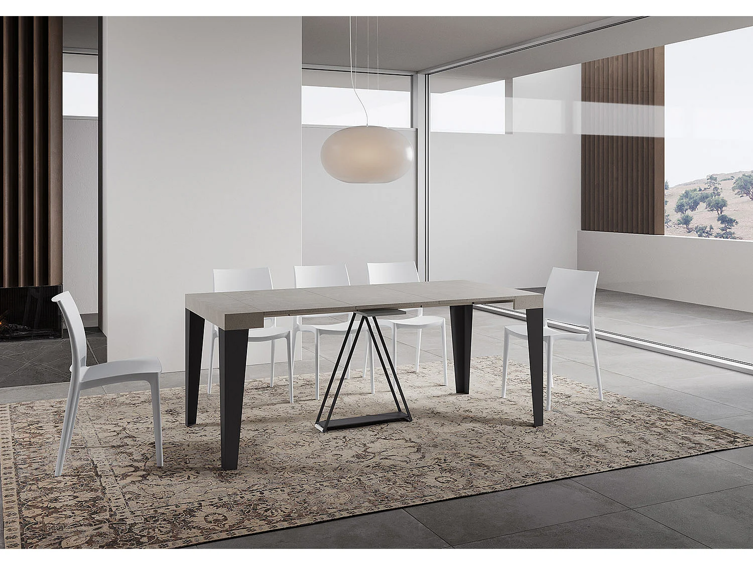 Consola extensible 90x40/300 cm Algo cachemira estructura antracita