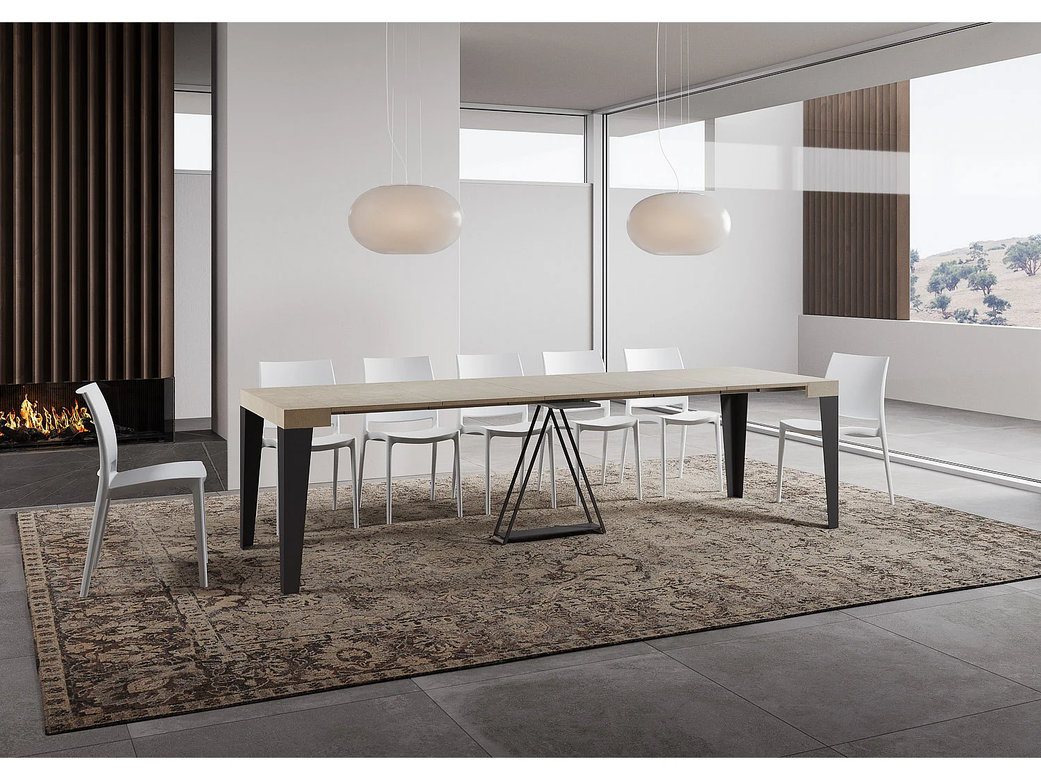 Console extensible 90x40/300 cm Algo cachemire cadre anthracite