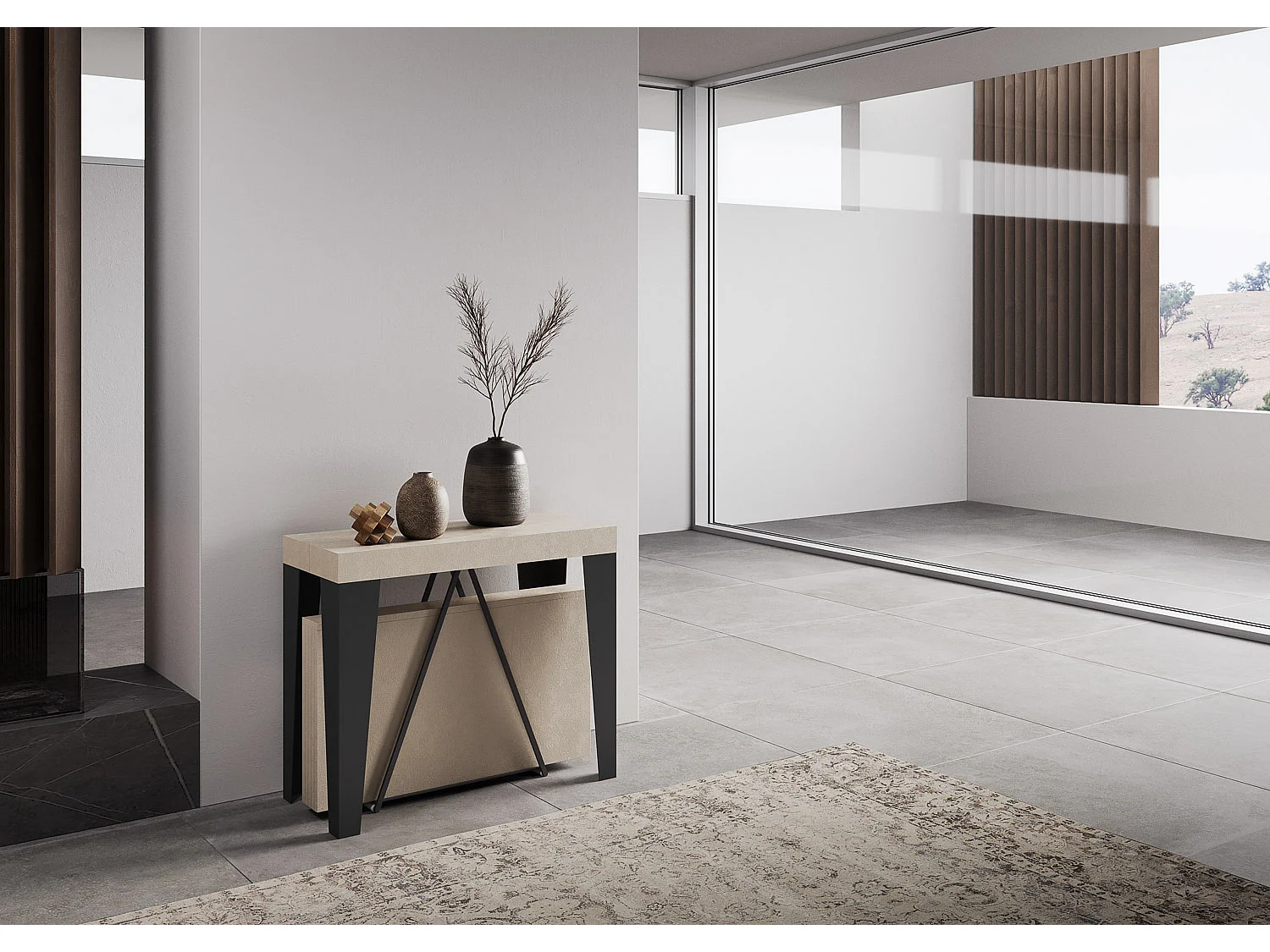 Mesa consola extensível 90x40/300 cm Algo caxemira quadro antracite