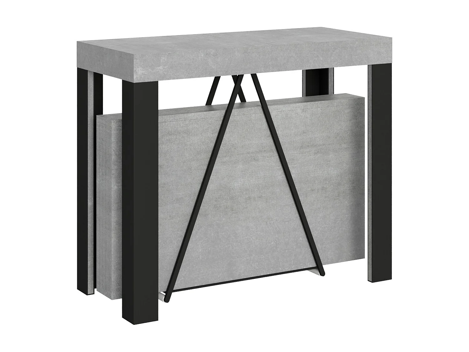 Console extensible 90x40/196 cm Tarax Small gris béton cadre anthracite