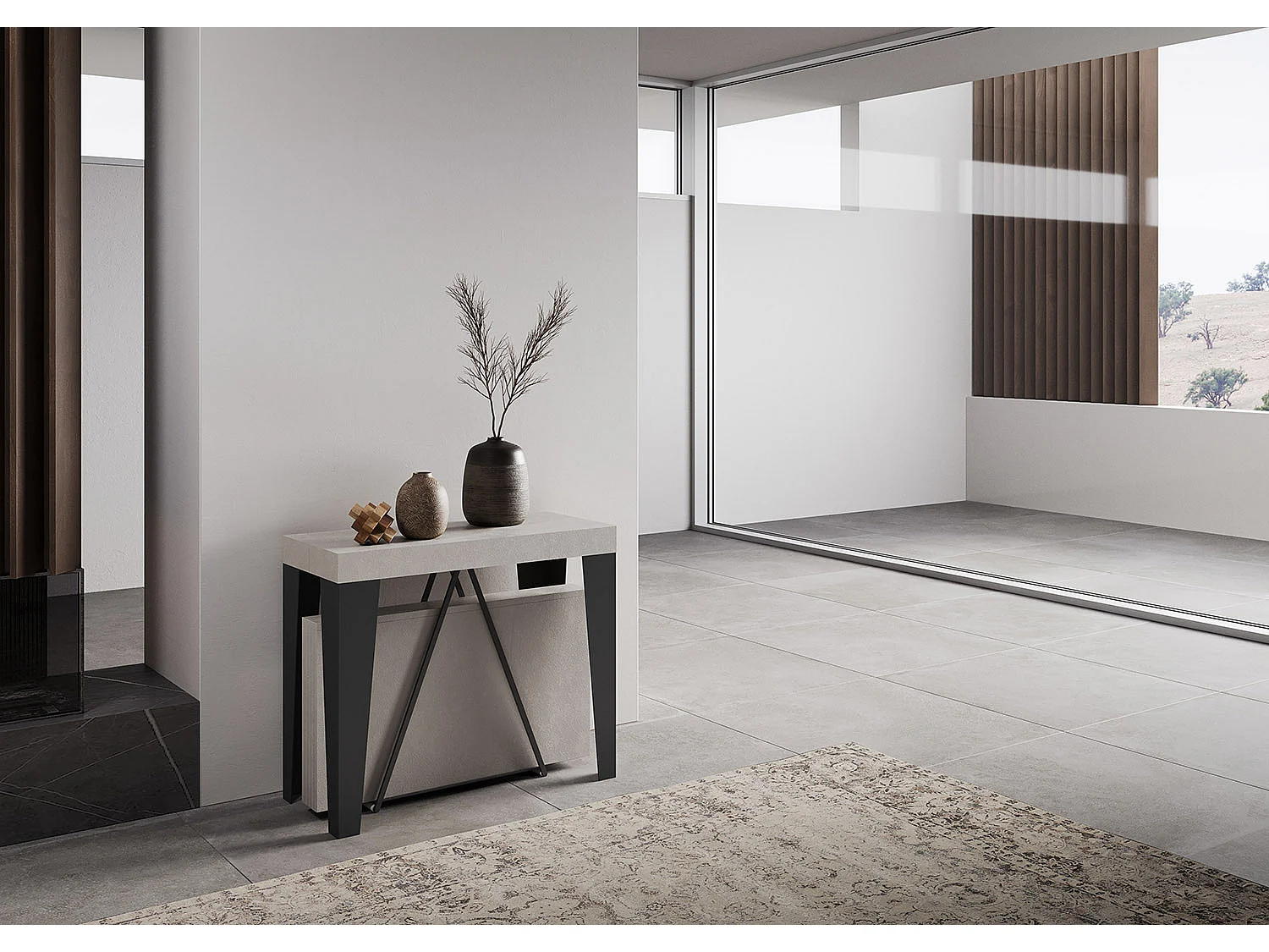 Mesa consola extensível 90x40/196 cm Algo Small caxemira quadro antracite