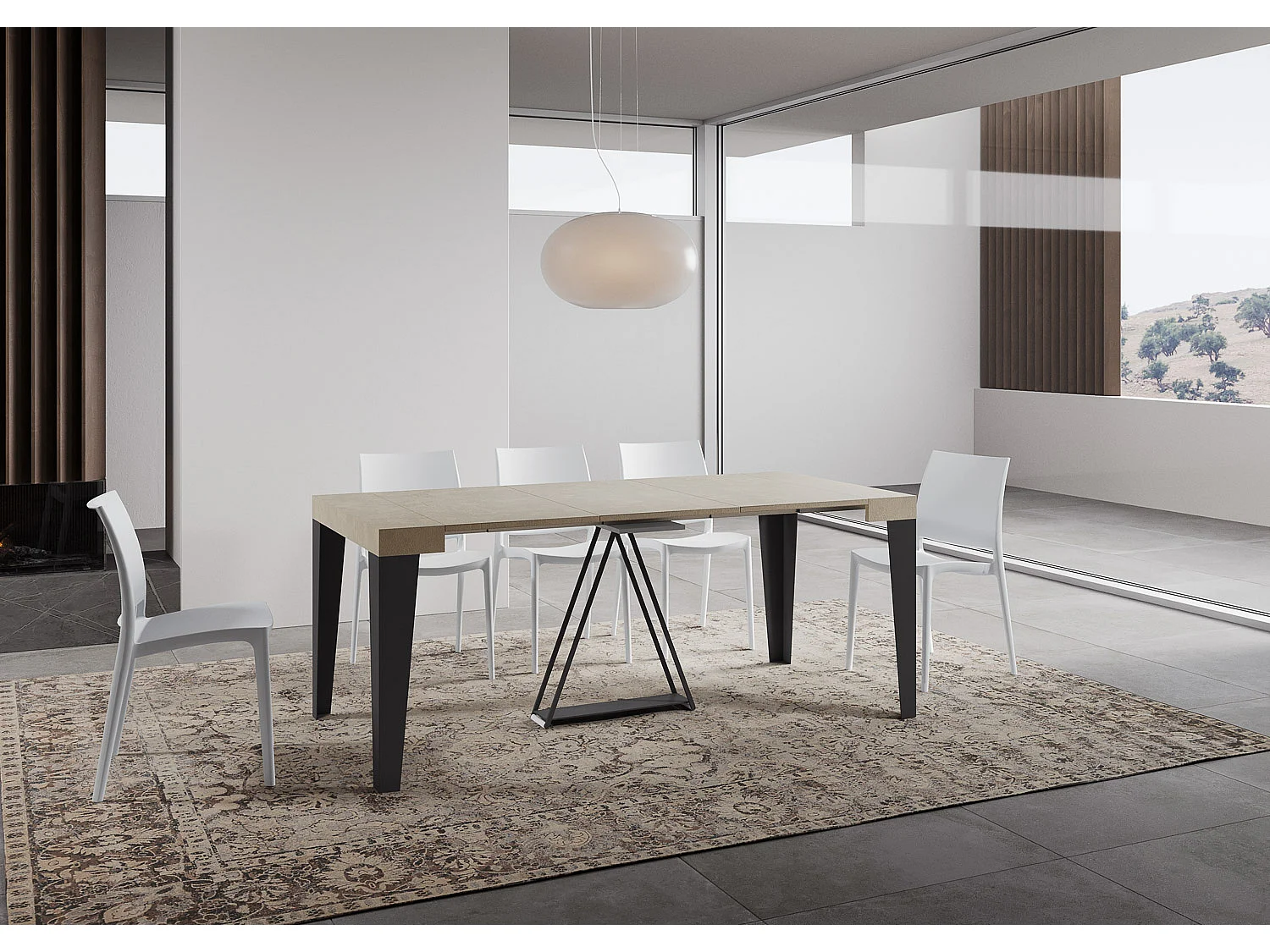 Console extensible 90x40/196 cm Algo Small cachemire cadre anthracite