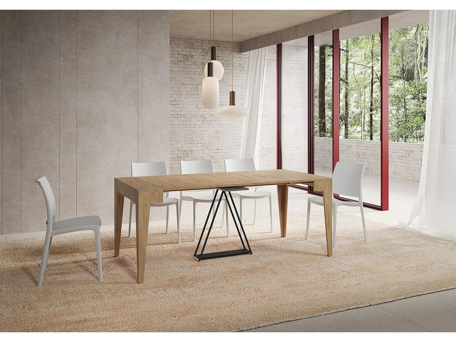 Console extensible 90x42/302 cm Zima chêne nature