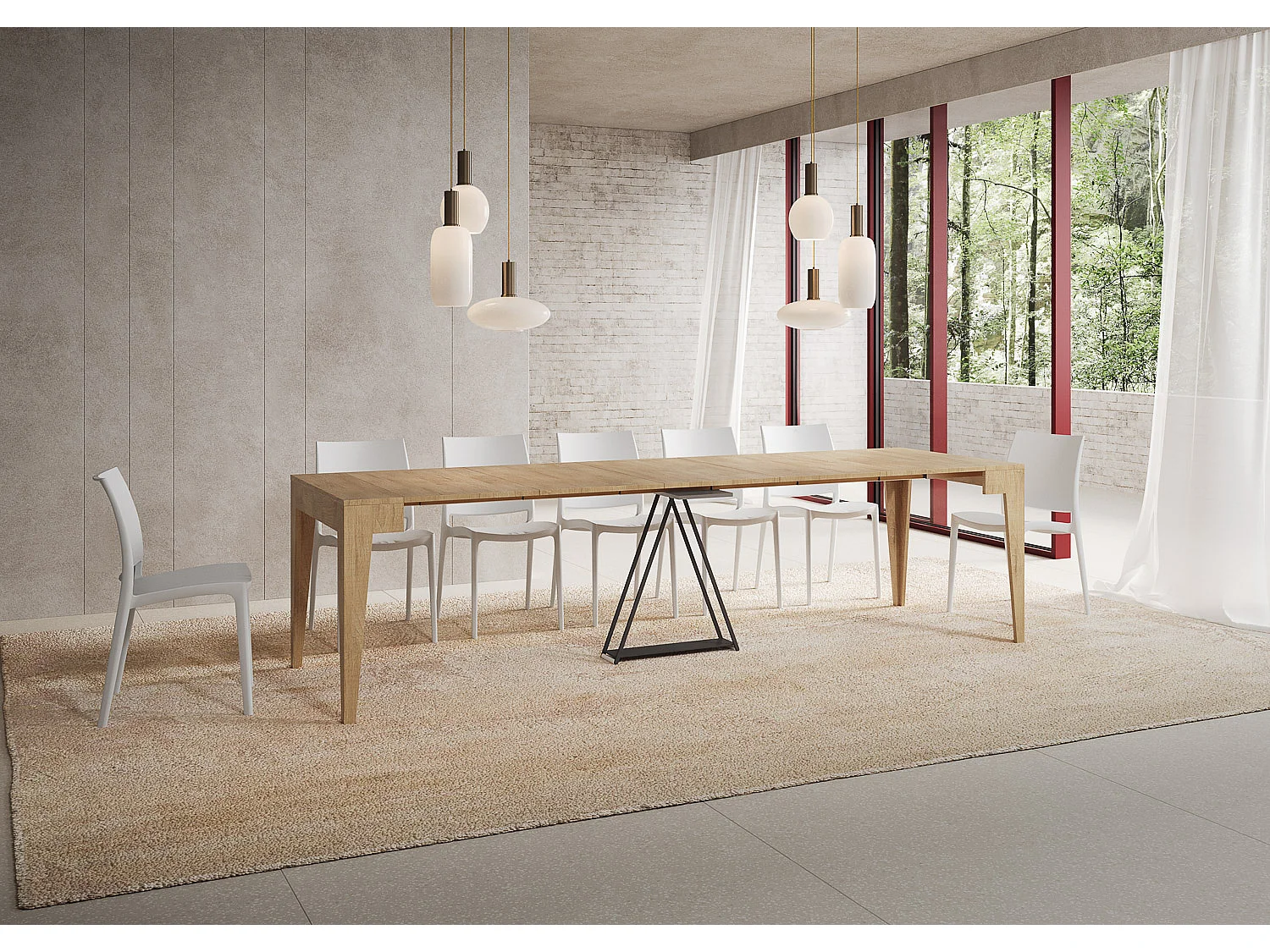 Console extensible 90x42/302 cm Zima chêne nature