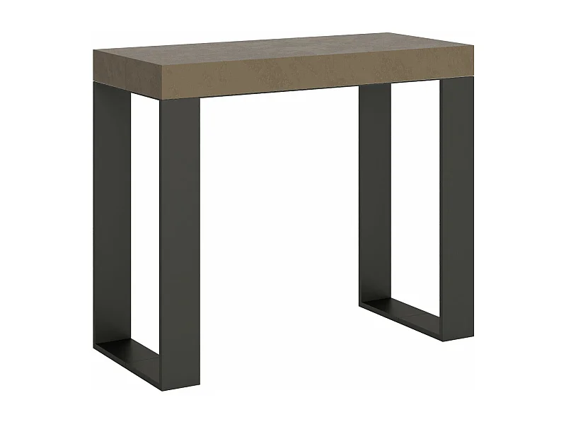 Console extensible 90x40/300 cm Tecno Taupe cadre Anthracite