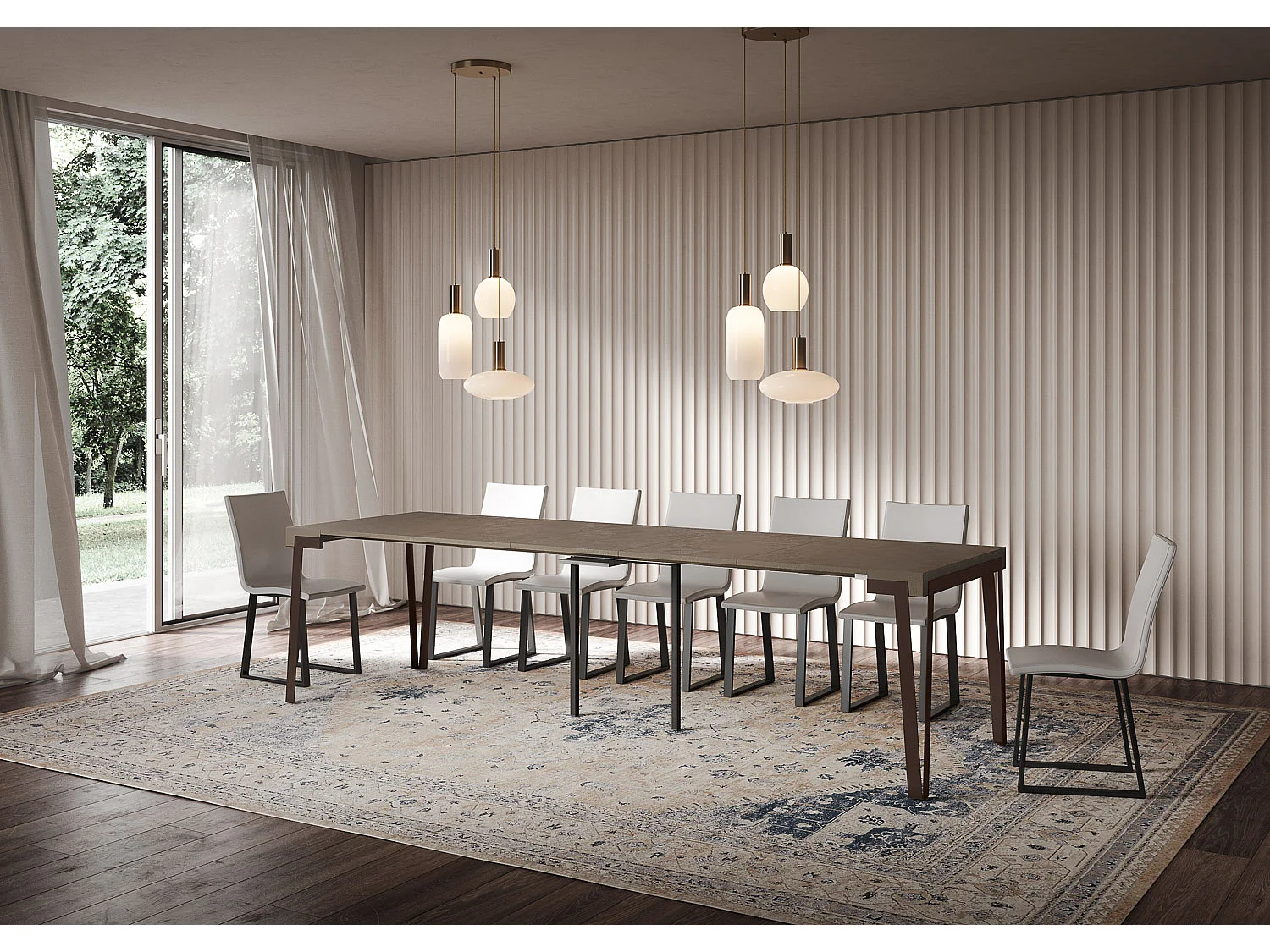 Console extensible 90x40/300 cm Rio Taupe cadre Ruille