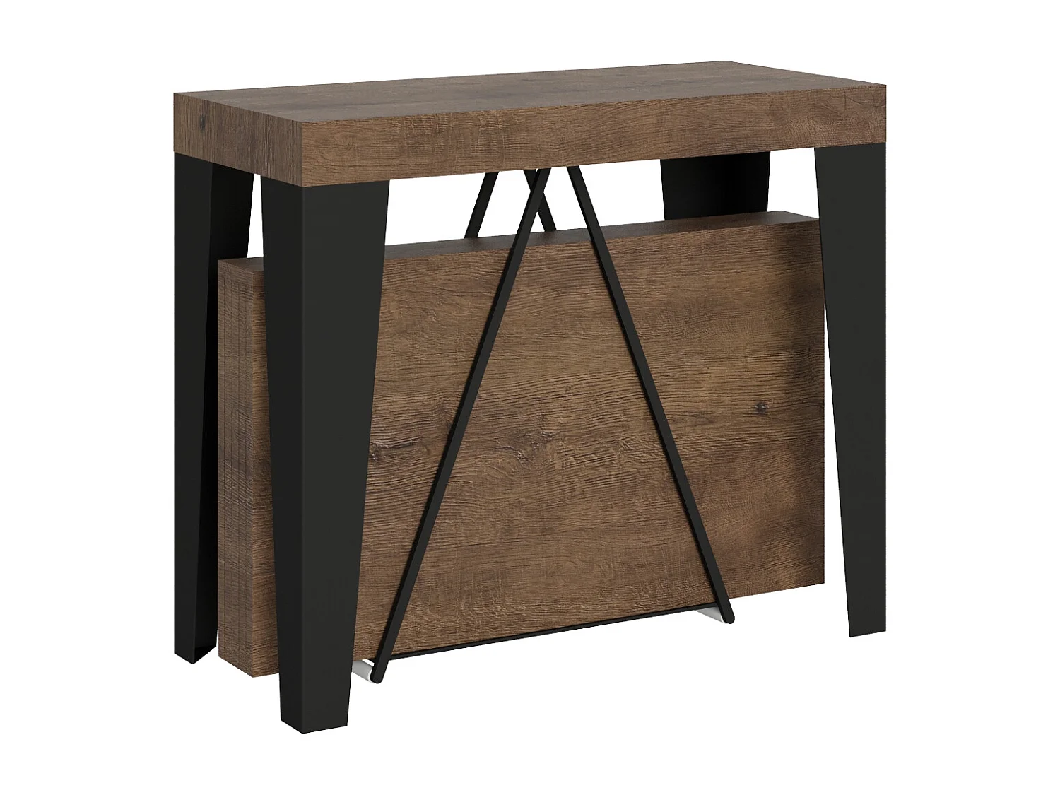 Mesa consola extensível 90x40/300 cm Algo nogueira quadro antracite