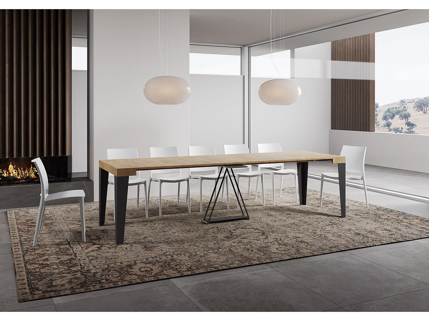 Console extensible 90x40/300 cm Algo chêne nature cadre anthracite