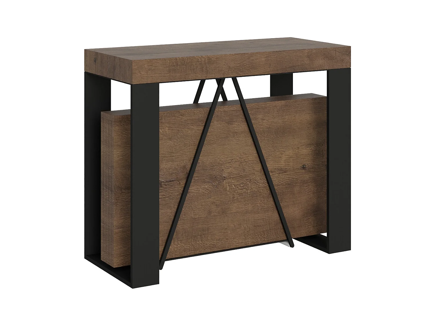 Console extensible 90x40/300cm Zamat noyer cadre anthracite