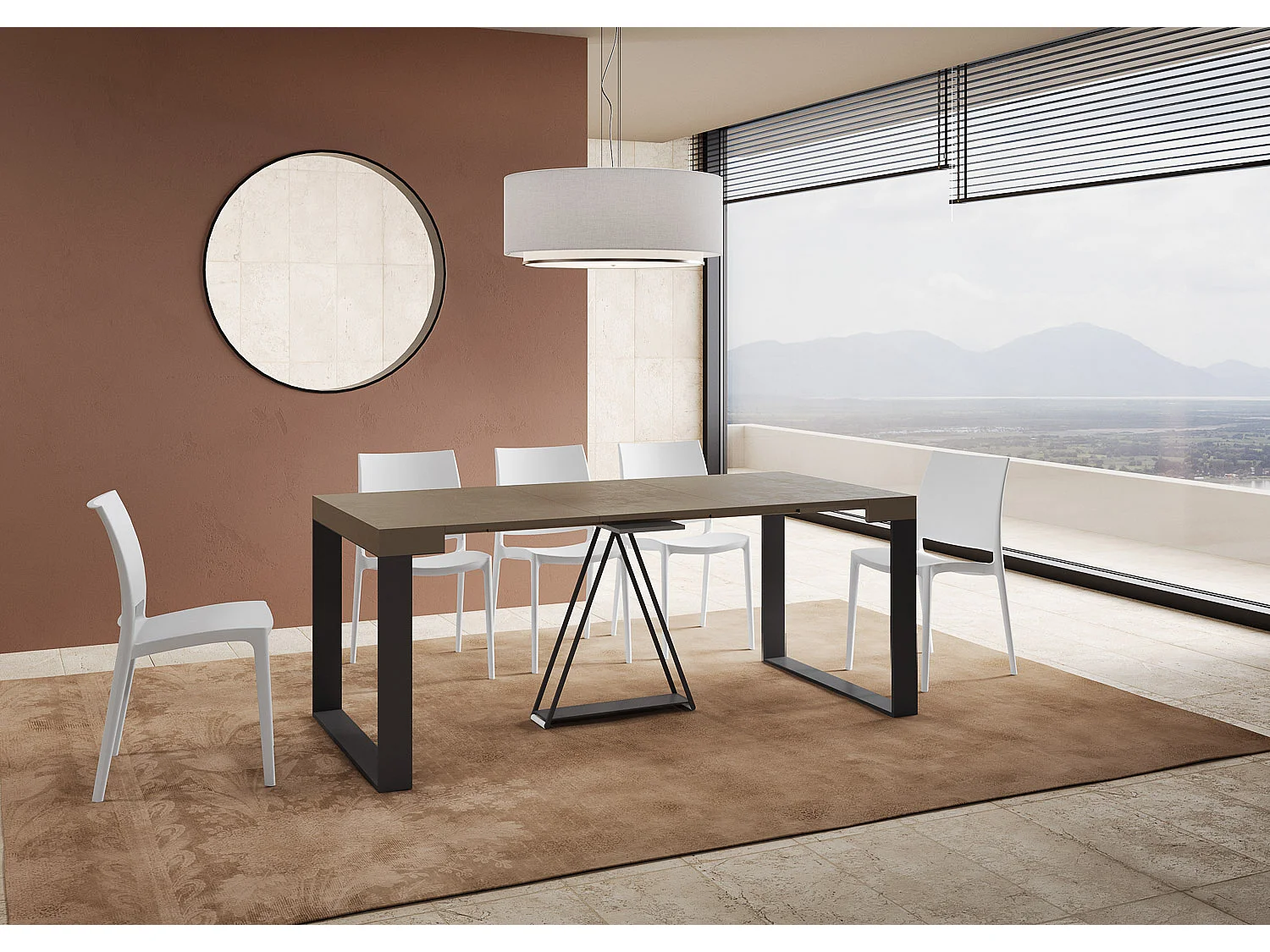 Mesa consola extensível 90x40/300cm Sketa tortora quadro antracite