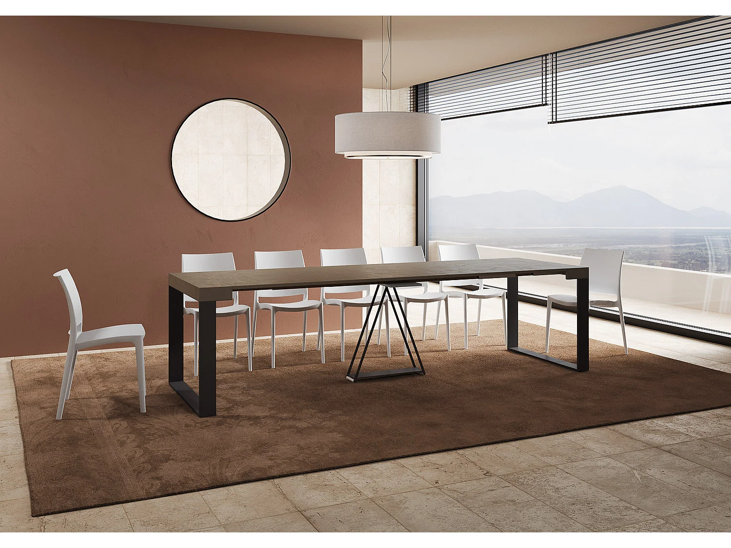 Console extensible 90x40/300cm Sketa taupe cadre anthracite