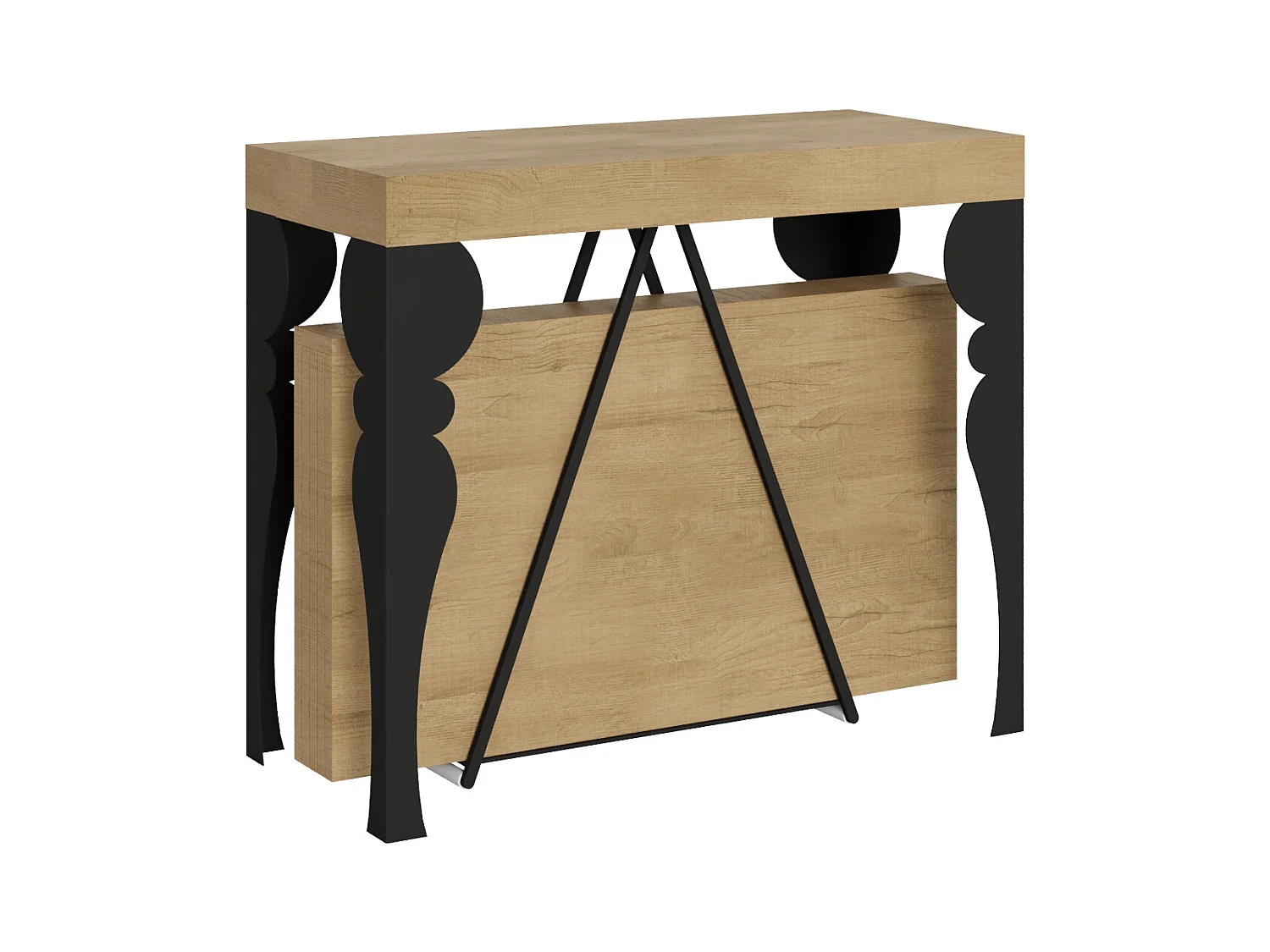 Consolle allungabile 90x40/196 cm Riza Small quercia natura telaio antracite