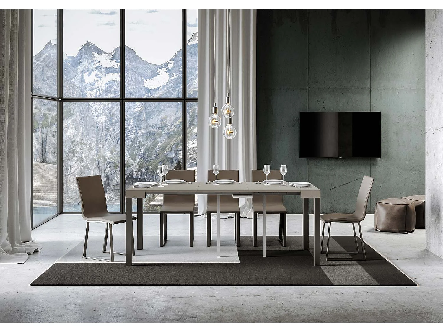 Console extensible 90x40/196 cm Everyday Small cachemire pieds anthracite