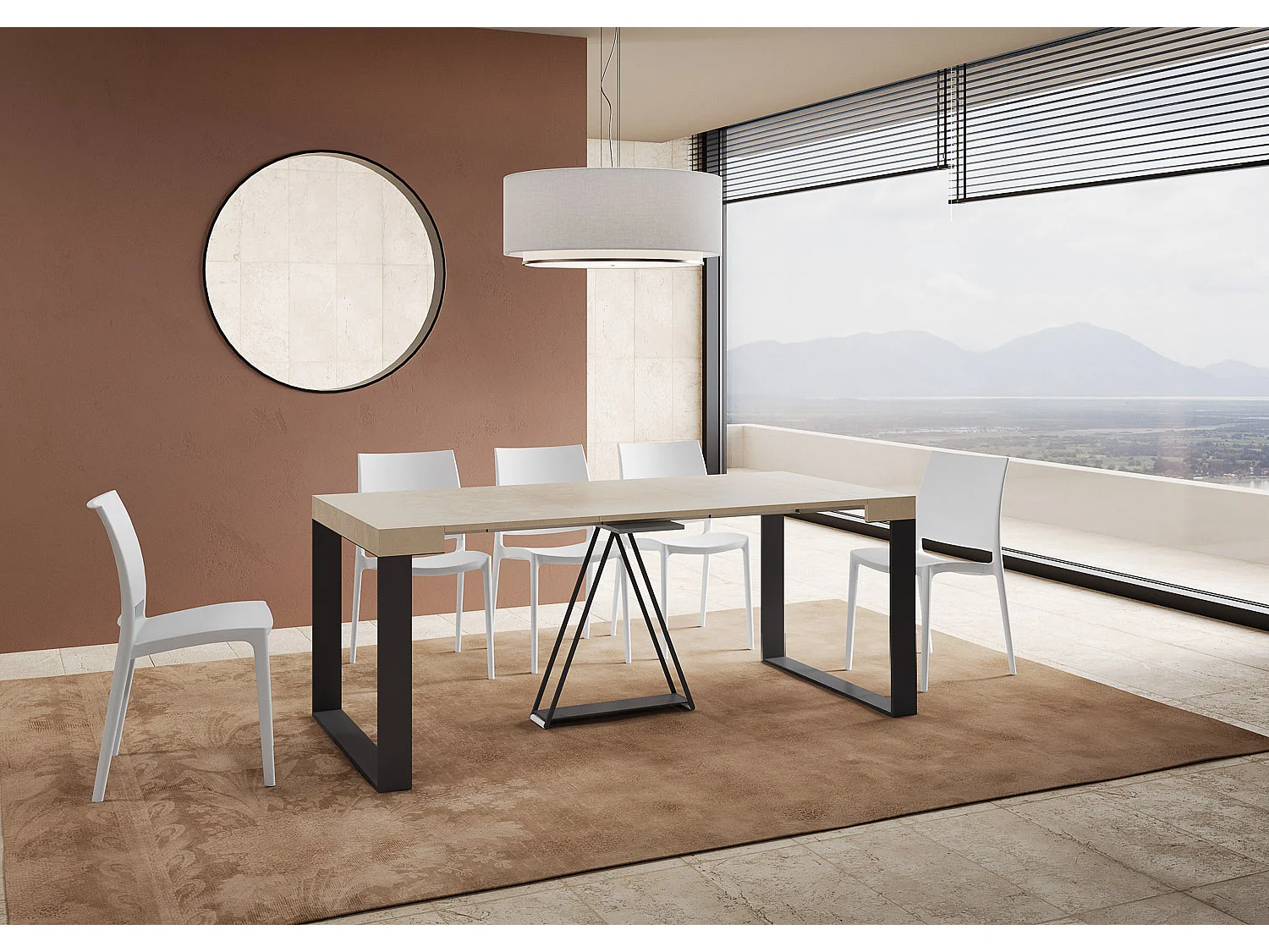 Uitschuifbare sidetable 90x40/196 cm Sketa Small kasjmier met antraciet frame