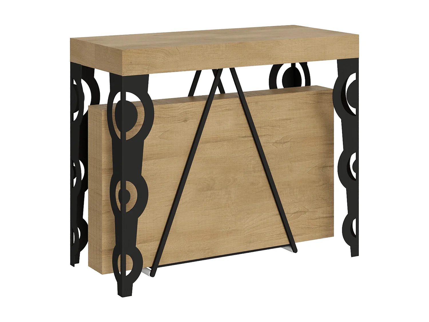 Console extensible 90x40/196 cm Aceres Small chêne nature cadre anthracite