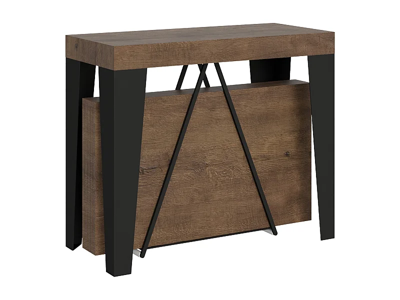 Uitschuifbare sidetable 90x40/196 cm Algo Small walnoot met antraciet frame