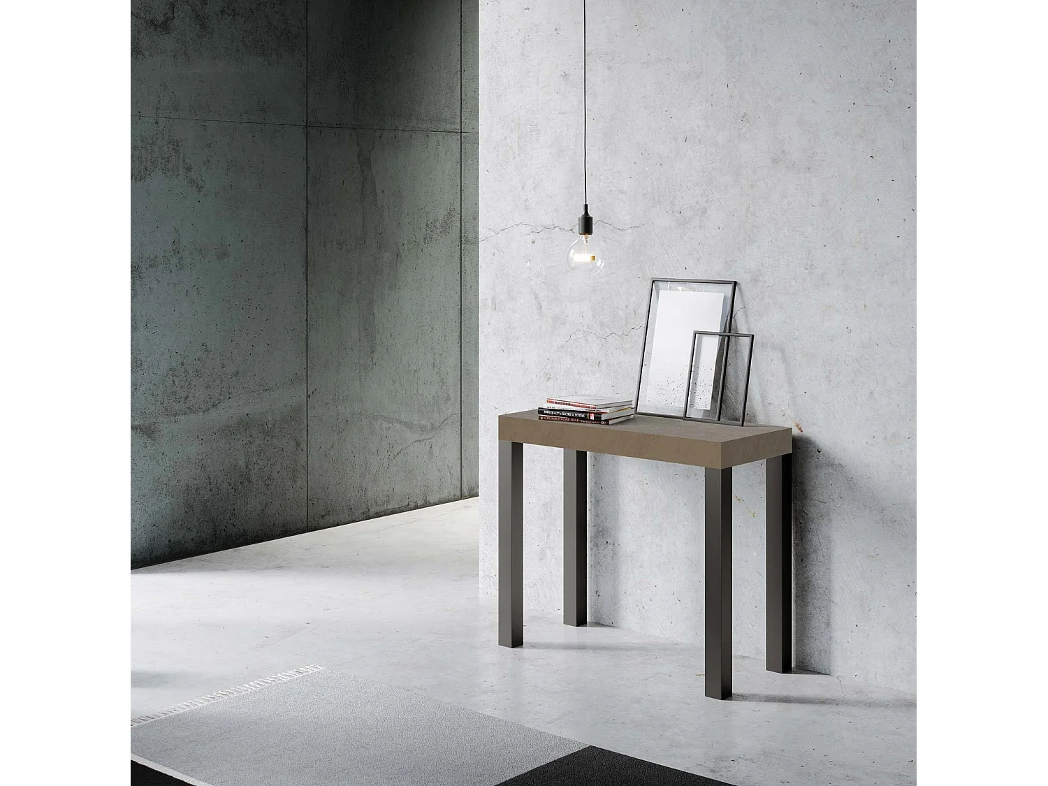 Console extensible 90x40/300 cm Everyday taupe pieds anthracite