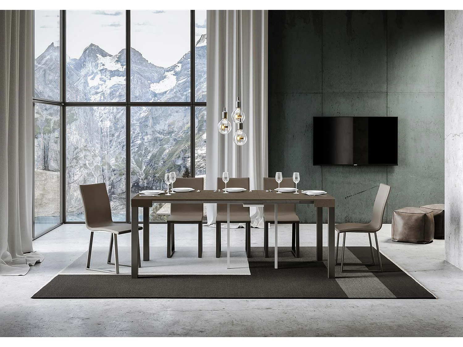 Console extensible 90x40/300 cm Everyday taupe pieds anthracite