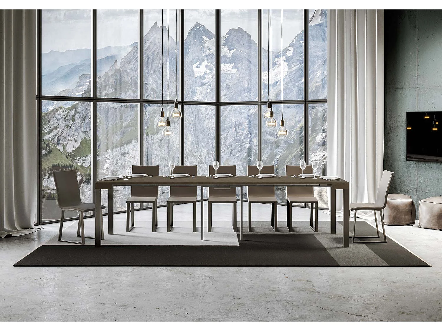 Console extensible 90x40/300 cm Everyday taupe pieds anthracite