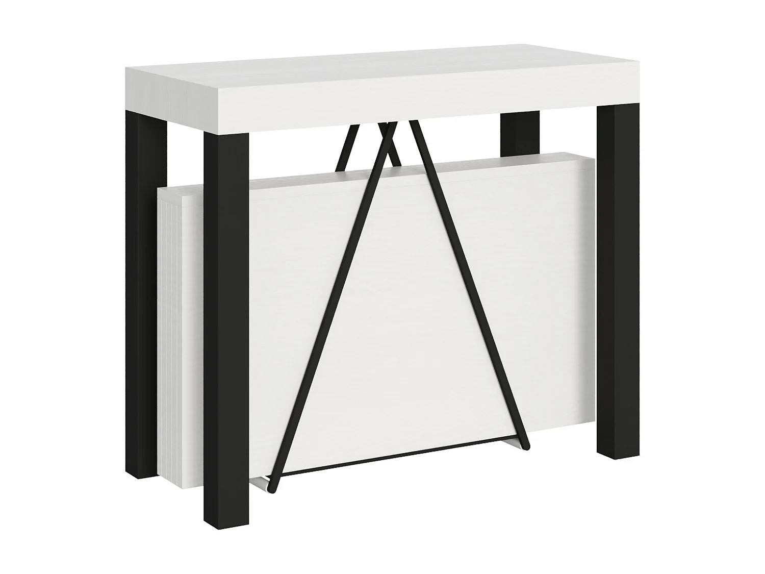 Console extensible 90x40/300 cm Tiris frêne blanc cadre anthracite