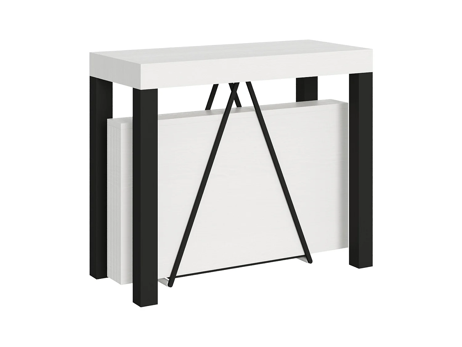 Console extensible 90x40/300 cm Tiris frêne blanc cadre anthracite