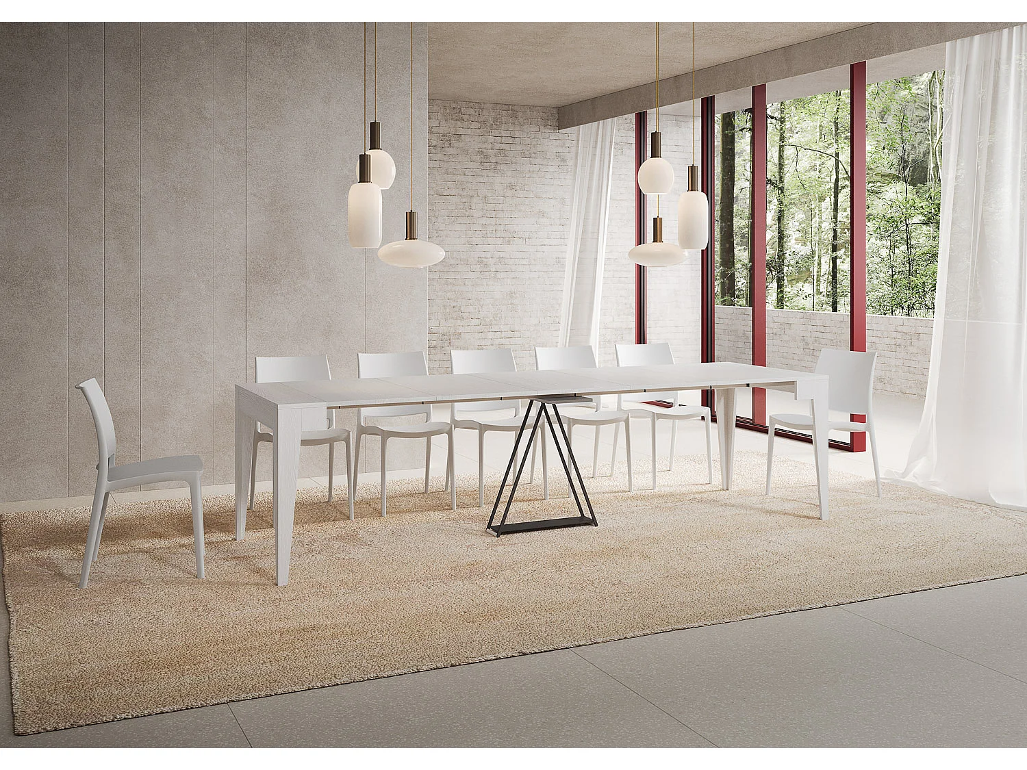 Ausziehbarer Konsolentisch 90x42/302 cm Zima Esche weiß