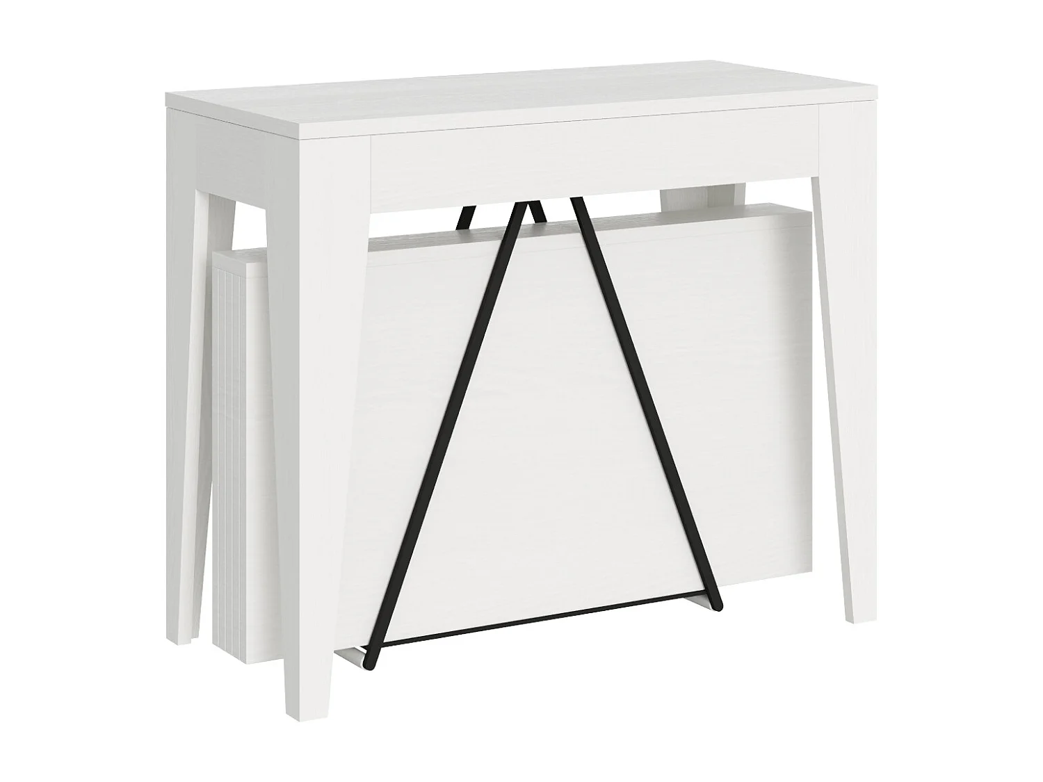 Console extensible 90x42/302 cm Zima frêne blanc