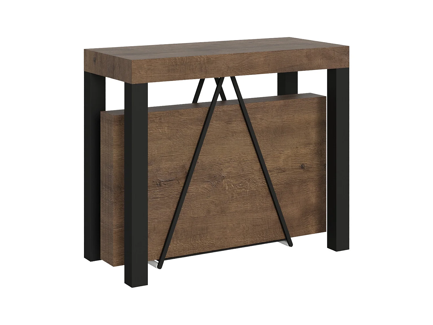 Uitschuifbare sidetable 90x40/196 cm Tiris Small cement met antraciet frame