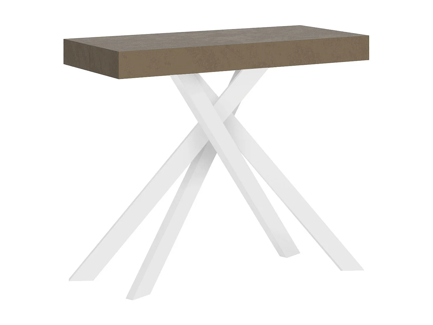 Uitschuifbare sidetable 90x40/196 cm Krack Small taupe met wit poten