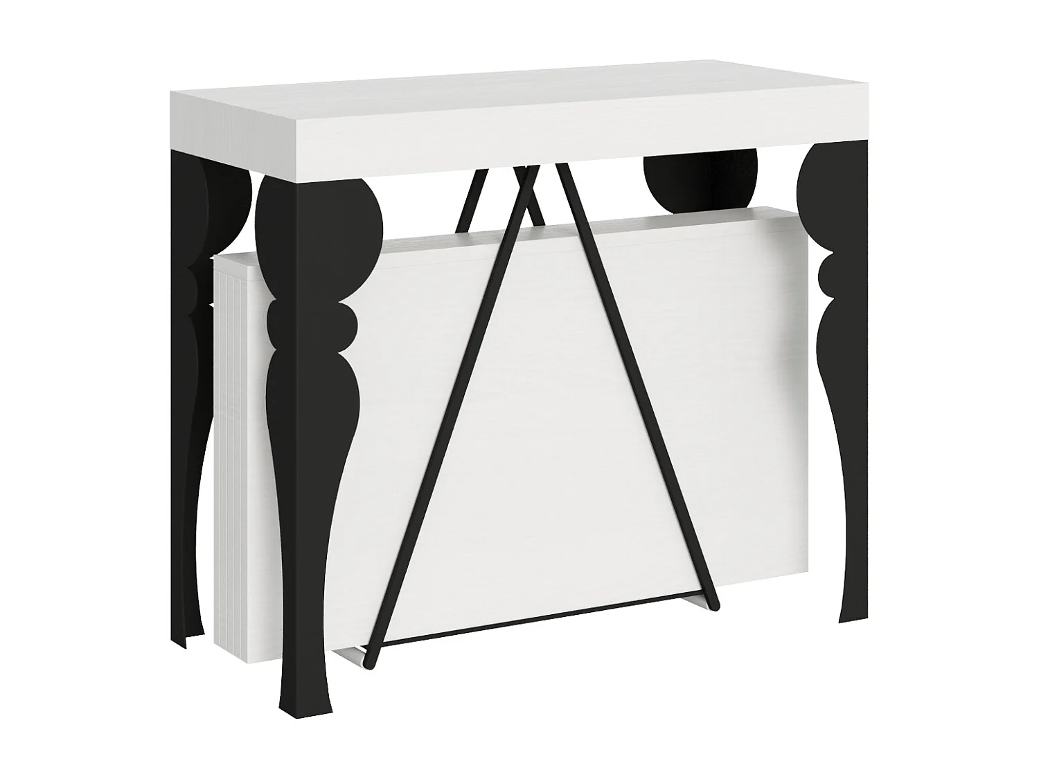 Console extensible 90x40/196 cm Riza Small frêne blanc cadre anthracite