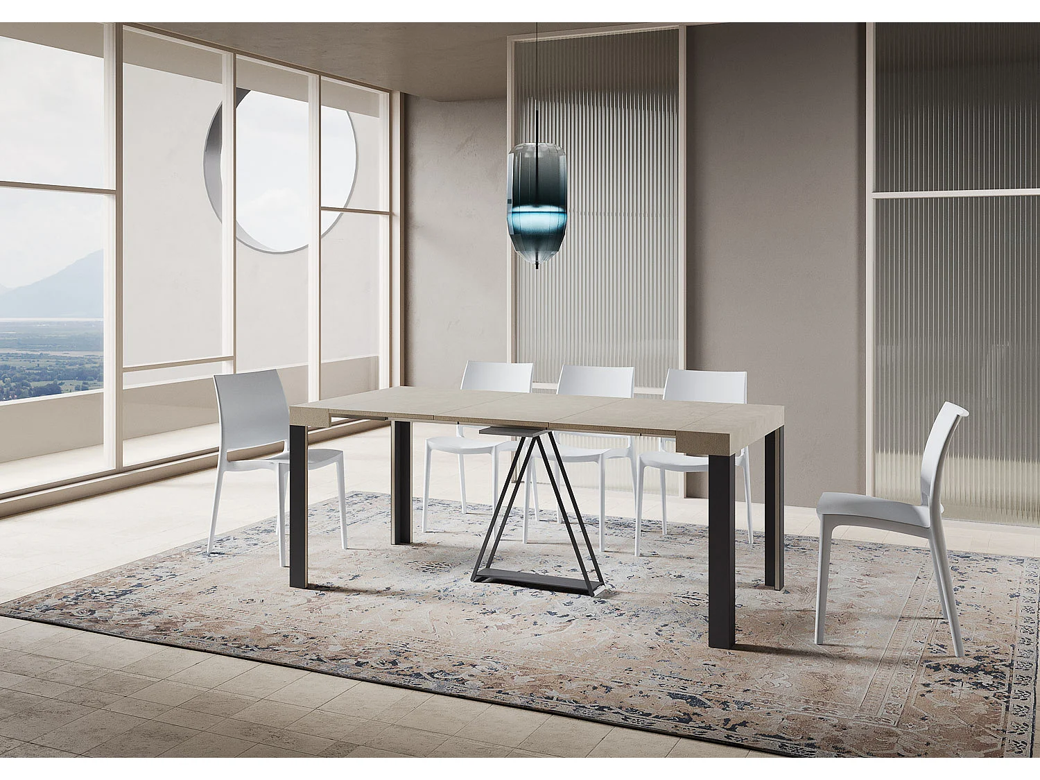 Uitschuifbare sidetable 90x40/300 cm Tarax kasjmier met antraciet frame