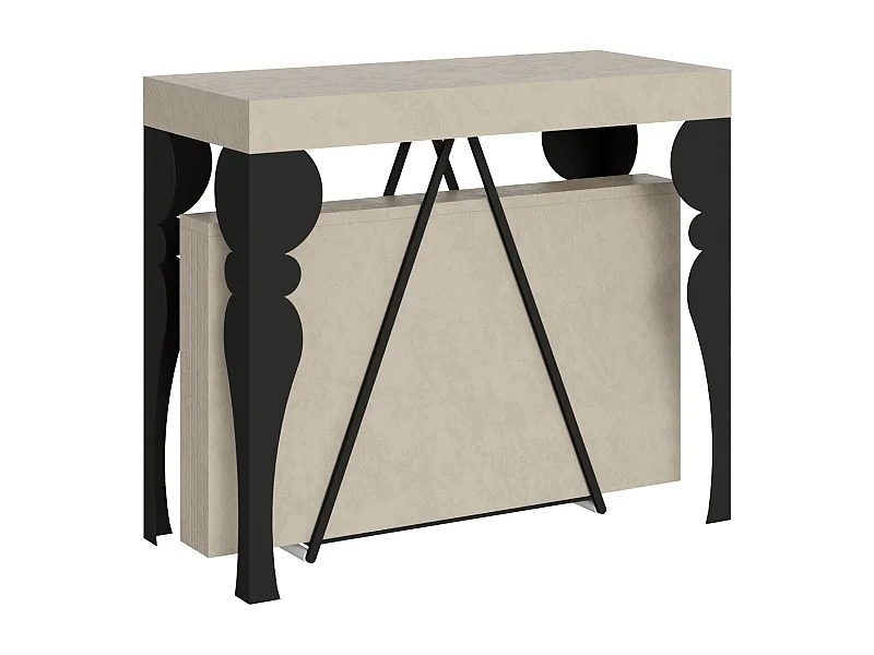 Uitschuifbare sidetable 90x40/196 cm Riza Small kasjmier met antraciet frame