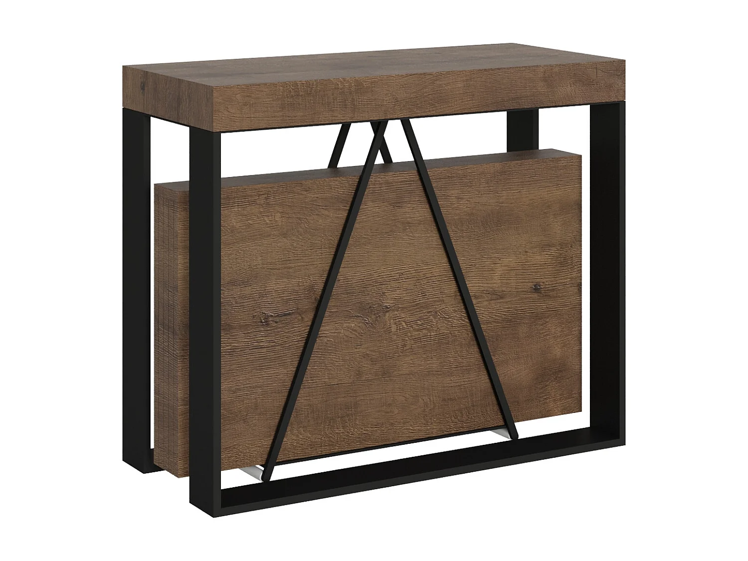 Console extensible 90x40/300cm Sketa noyer cadre anthracite